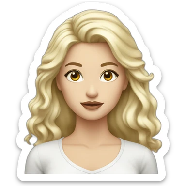 Femme blanche cheveux blond yeux gris tache de rousseur sticker