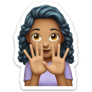 girl showing THREE out of five fingers up on her ONE hand sticker