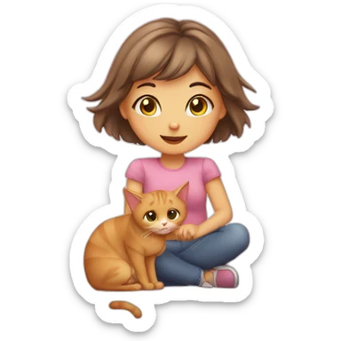 cat with girl in lov with he sticker