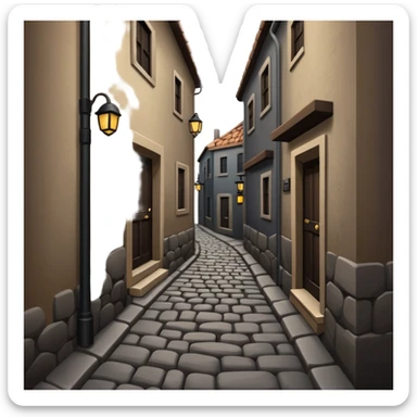 narrow alleyway, minimal buildings sticker