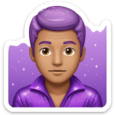 man supervisor wearing glitter purple glittery clothes sticker