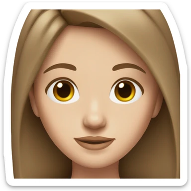 White girl with MEDIUM brown hair WITH A MIDDLE PART  sticker