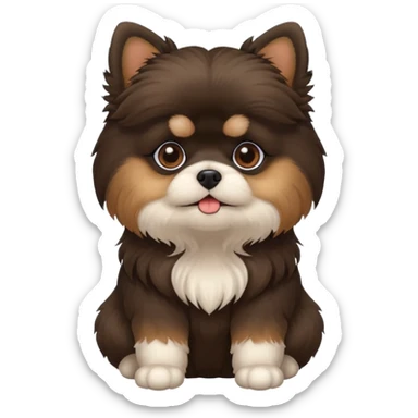 Fluffy black and brown shi tzu, pomeranian, maltese dog  sticker