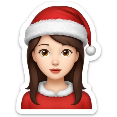 brunette woman with wearing Santa sticker