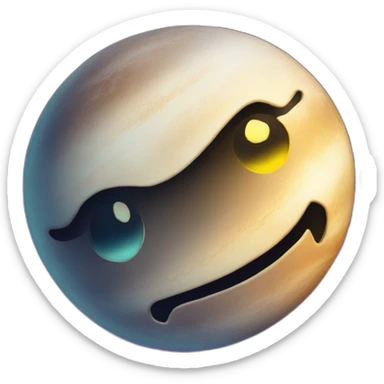 planet mercury with a cartoon pretty face sticker