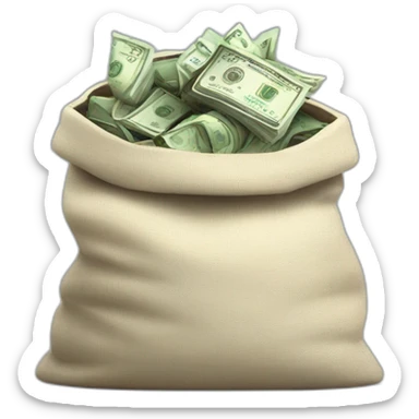 overloaded bag with money and spilling sticker