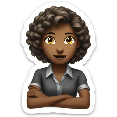 Girl turning over desk sticker