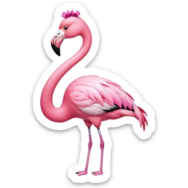 Flamingo with ribbon bow on the neck sticker