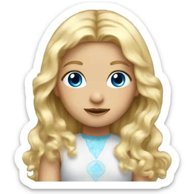 long blonde hair blue eyed girl with halo  sticker
