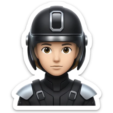 time traveler in black clothes and helmet sticker