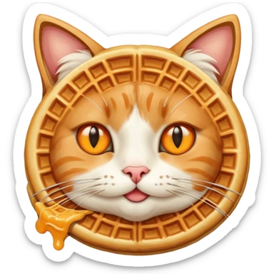 Cat eating a waffle sticker