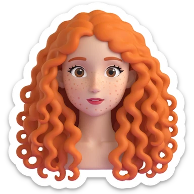 Pretty girl with extremely long curly hair and numerous freckles across her face sticker