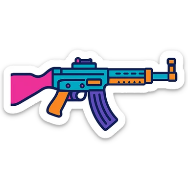 cartoon style Sturmgewehr 44 rifle with bright colors sticker