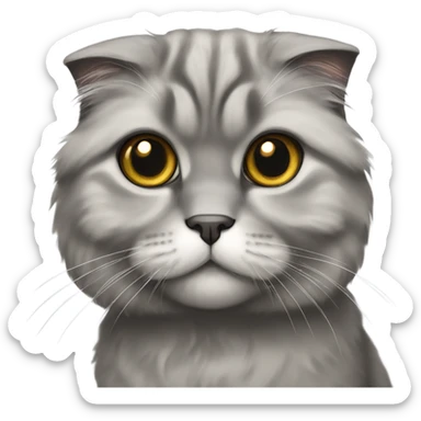 gray scottish fold long-hair cat sticker