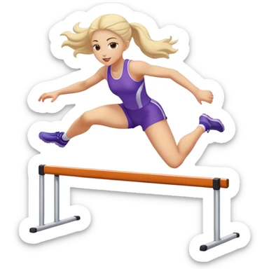 Hurdler girl going over hurdle facing forward over a hurdle sticker