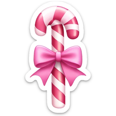 A light pink candy cane, with pink bow on it sticker