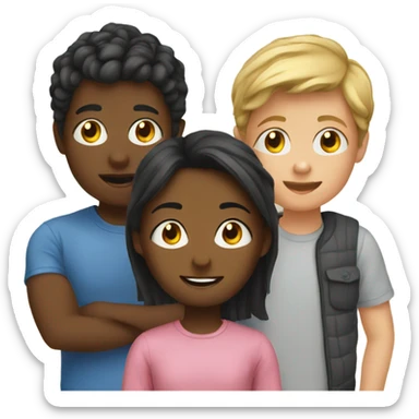 girl with boys indoors sticker