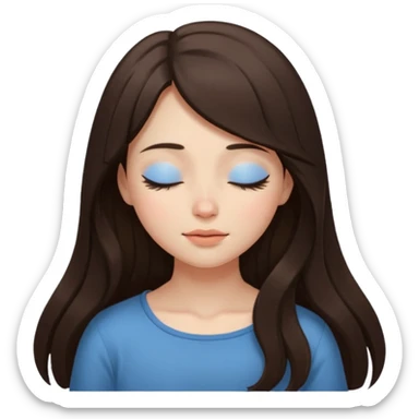 closed eyes long hair brunette girl sticker