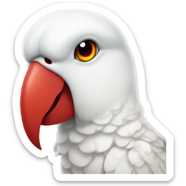 White parrot with red beak and red eyes sticker