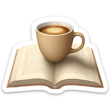 Beige cup of coffee, standing on a beige open Book, aesthetic, cozy  sticker