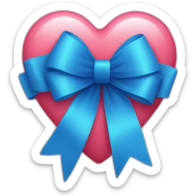 heart with blue ribbon bow sticker
