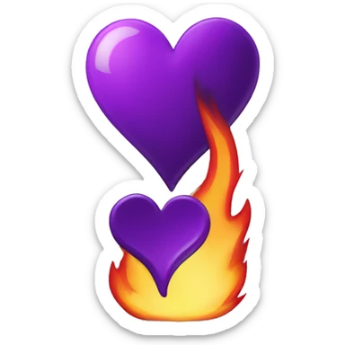 Purple heart broken with fire sticker