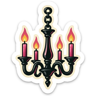 gothic chandelier, black and pink, retro stickers style sticker