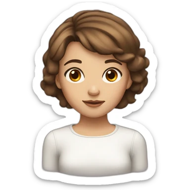 Girl with brown short hair and brown eyes sticker