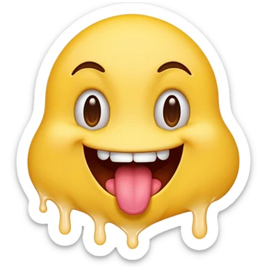 Regular yellow emoji, tongue sticking out with lots of drool sticker