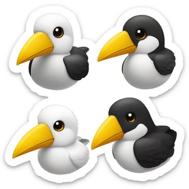 oiseaux noir et blanc bec jaune sticker