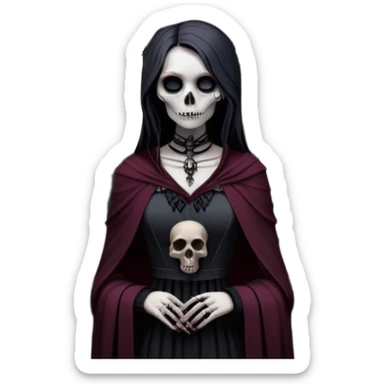 Gothic black marble pillars, dark grey building, burgundy accents, crows, skull, epic, beautiful, romantic, amazing, pretty scene, aesthetic scenery sticker