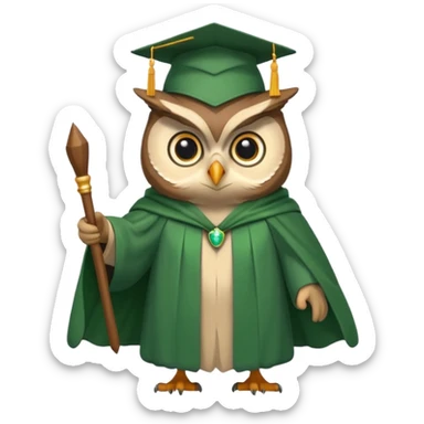 owl professor in green cloak graduation sticker