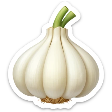 single garlic clove with cubed garlic sticker