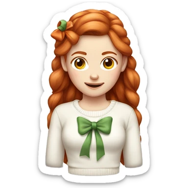Red-haired girl with bow in hair with pale skin white sweater sticker
