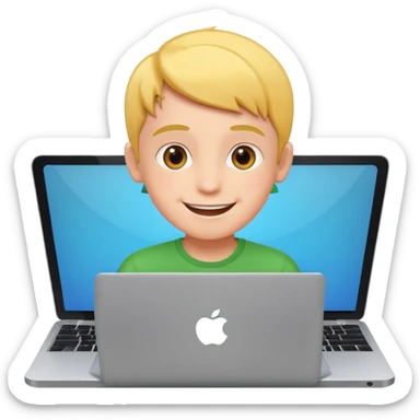 Make in Apple style a boy stay in laptop sticker