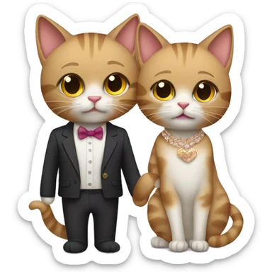 two cats dressed up for a date sticker