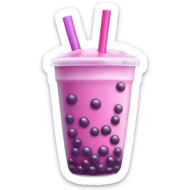 Pink boba with purple boba pearls sticker