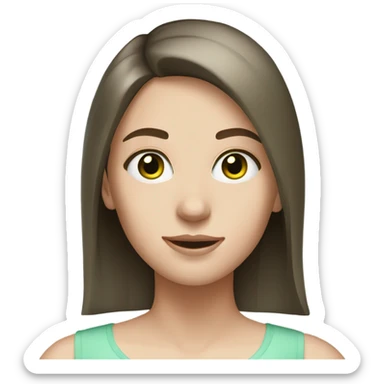 Girl with brunette straight hair, pale skin and light green eyes sticker