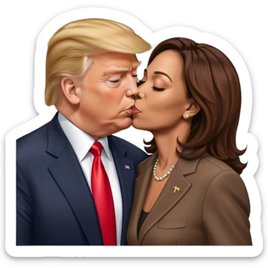 Trump and Kamala kissing sticker