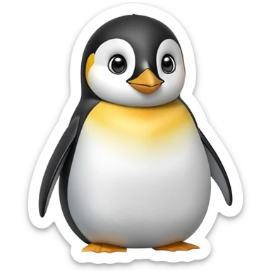 cinematic-cute-emperor-penguin-portrait-emoji,-head-tilted-playfully-and-inquisitively,-with-glossy,-pristine-plumage,-sparkling-eyes-filled-with-curiosity,-simplified-yet-irresistibly-adorable-features, black, large black eyes face sticker