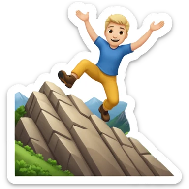 apple style emoji of a man tumbling down a mountain sticker