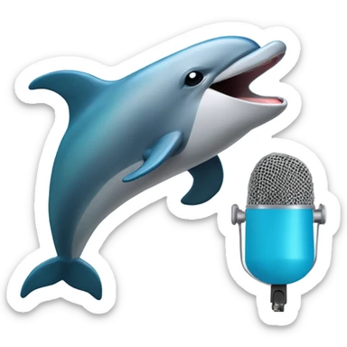 Dolphin singing into a microphone  sticker