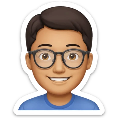 asian man wear glasses smile sticker