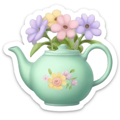 Pastel tea pot flowers sticker