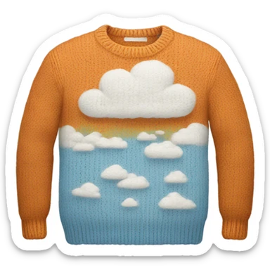 Knit sweater with cloud design sticker