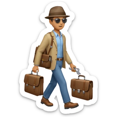 side profile of man walking with wrench in one hand and briefcase in the other sticker
