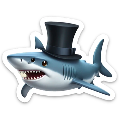 Shark with a top hat sticker
