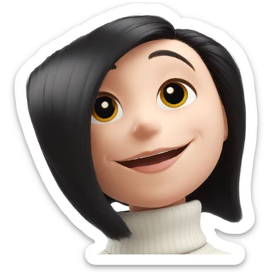 smiling girl in turtleneck sweater sticker