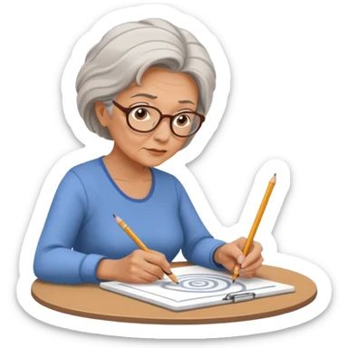 Older woman sketching in spiral pad sticker