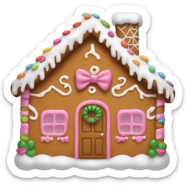 Gingerbread house with pink bow sticker